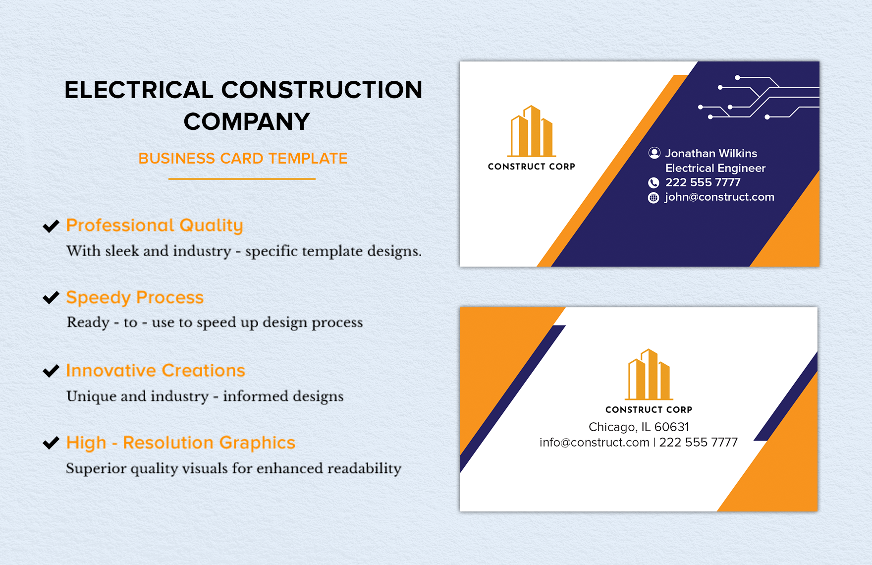 Electrical Construction Company Business Card Template
