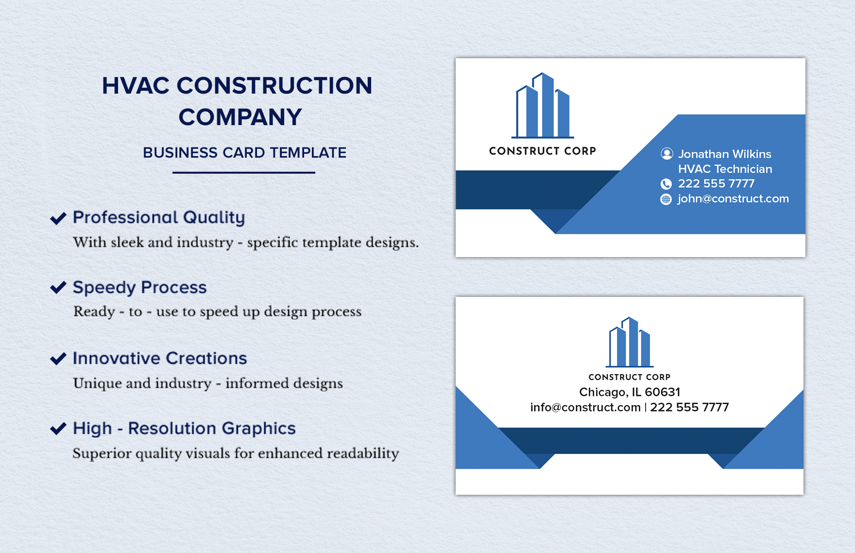 HVAC Construction Company Business Card Template