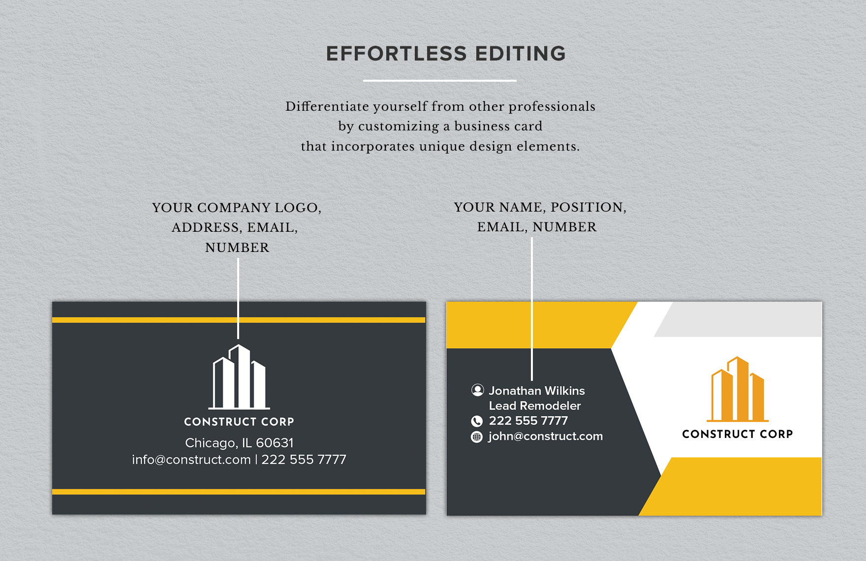 Remodelling Construction Company Business Card Template