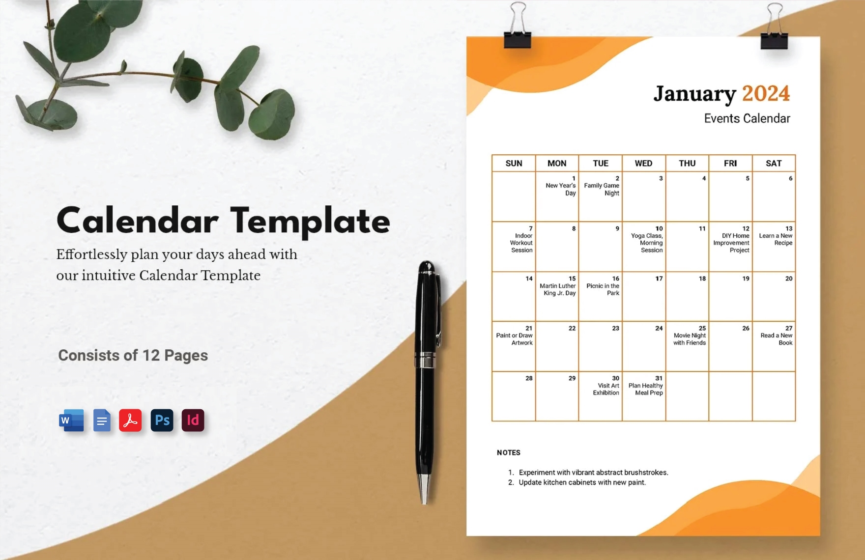 Free Editable Calendar Templates In InDesign To Download