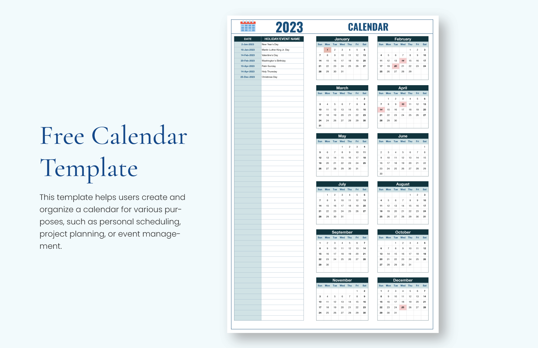 2025 Calendar Templates Design, Free, Download