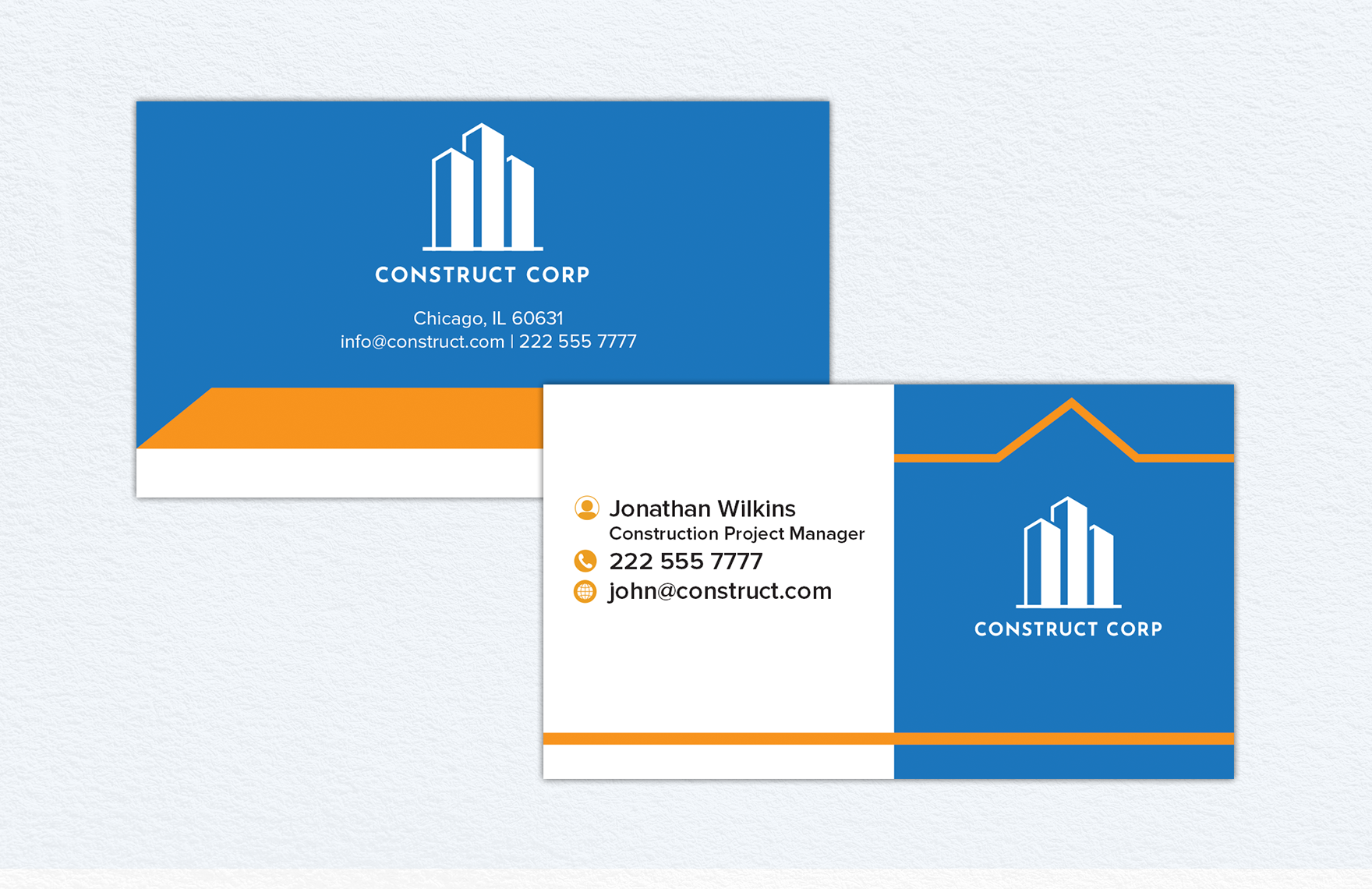 Construction Project Manager Business Card Template