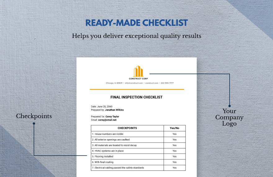 Construction Final Inspection Checklist Template