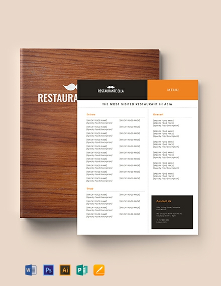 Menu & Recipe Cost Spreadsheet Template - Word (DOC ...