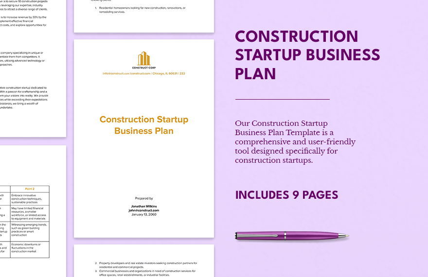 Construction Startup Business Plan in Word, Google Docs