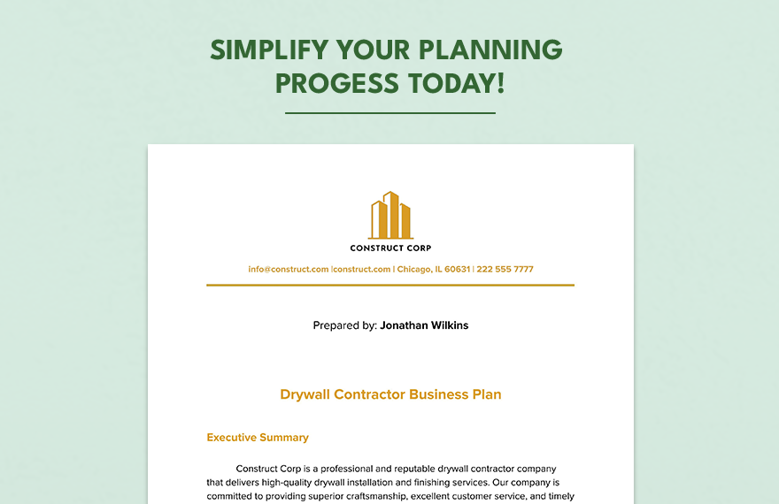 Drywall Contractor Business Plan