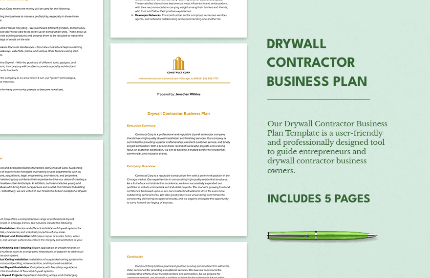 drywall contractor business plan