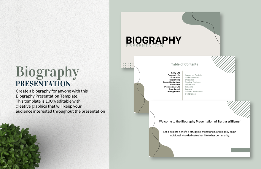 Biography Presentation Template Download in PowerPoint, Google Slides