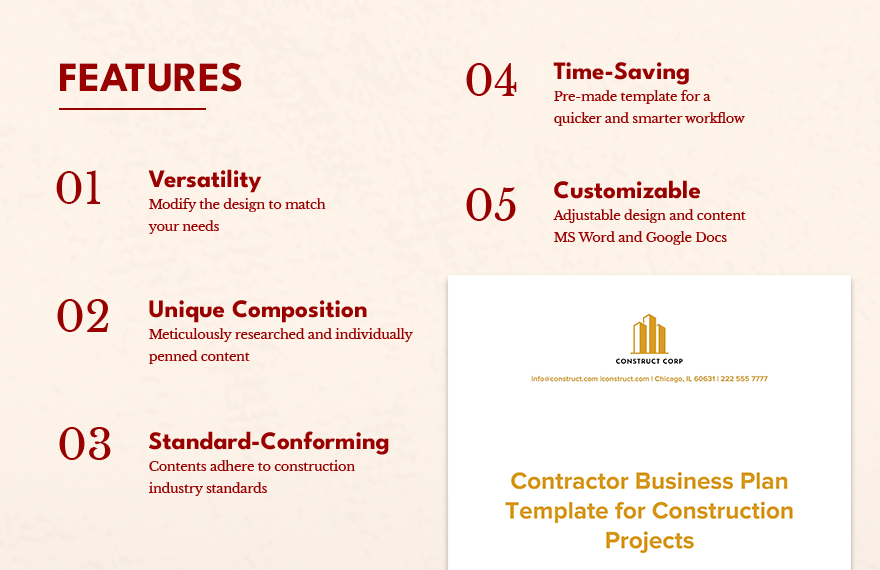Contractor Business Plan Template for Construction Projects