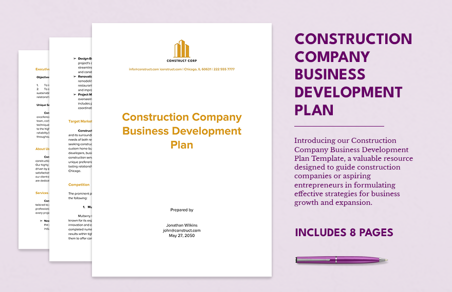 Construction Company Business Development Plan