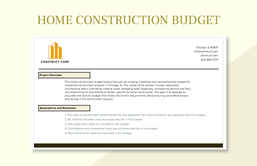 Home Construction Budget