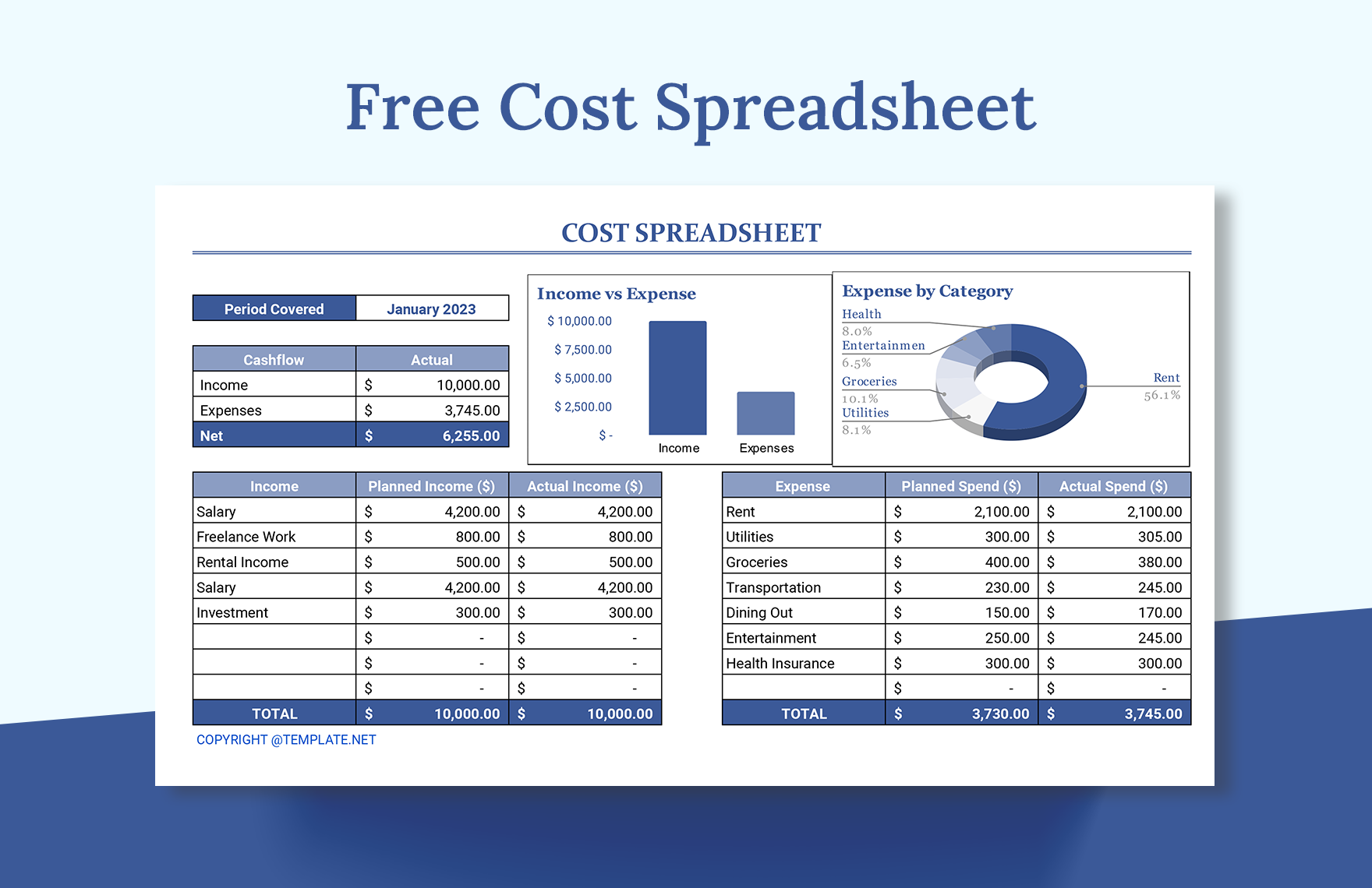 Free Cost Spreadsheet Download In Excel Google Sheets Template