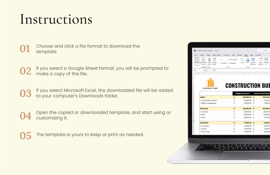 Construction Budget Spreadsheet - Google Sheets, Excel | Template.net