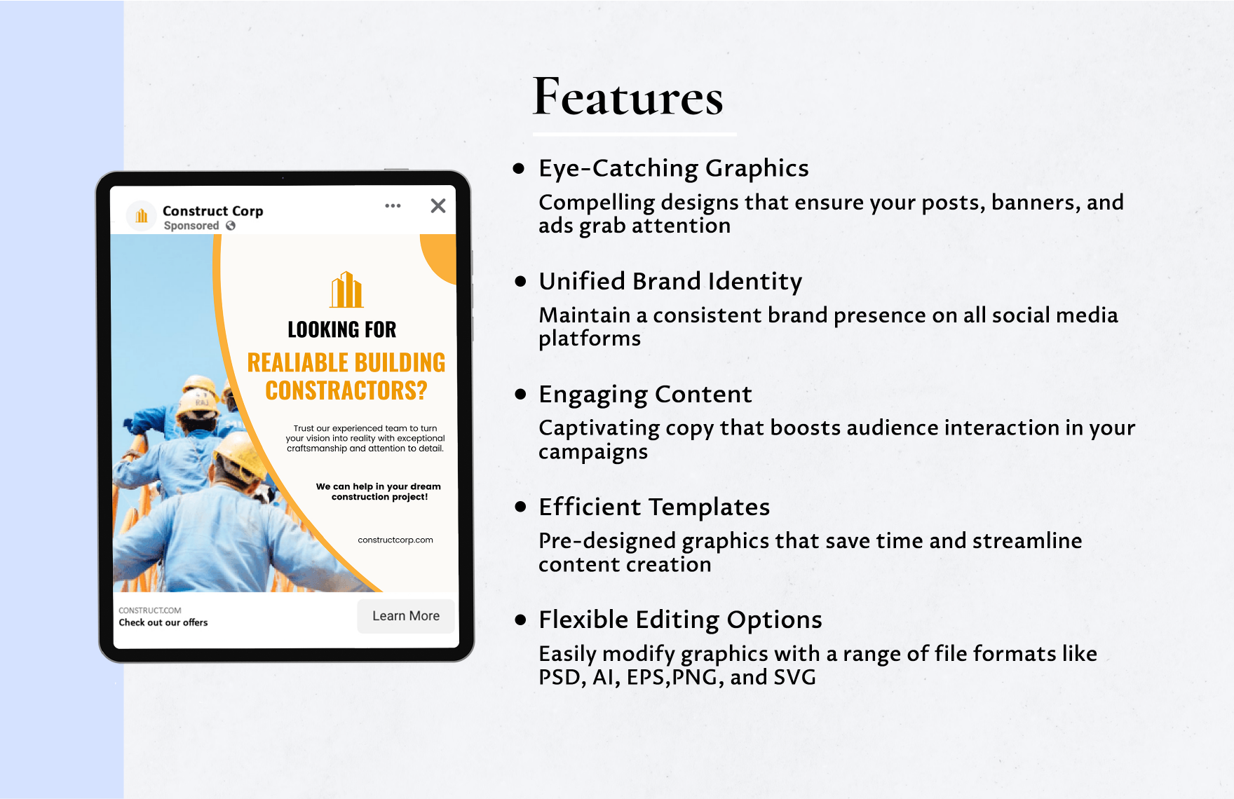 Free Building Contractors Facebook Ad Template to Edit Online
