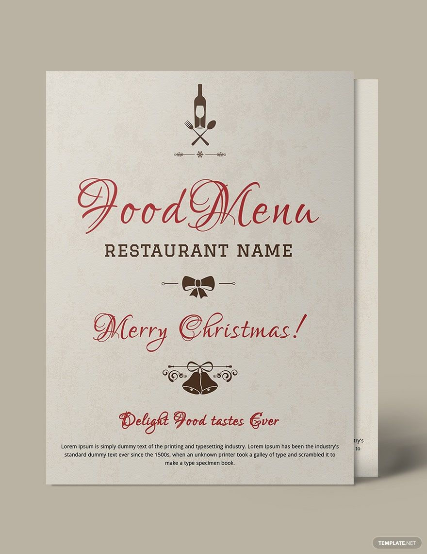 Christmas Menu Flyer Template in Word, Google Docs, PSD, Apple Pages, Publisher