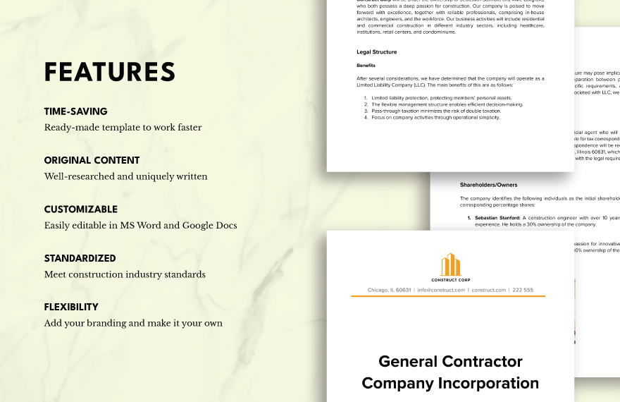 General Contractor Company Incorporation Template
