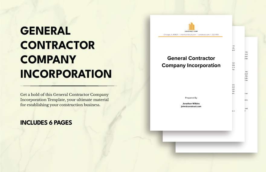 General Contractor Company Incorporation Template