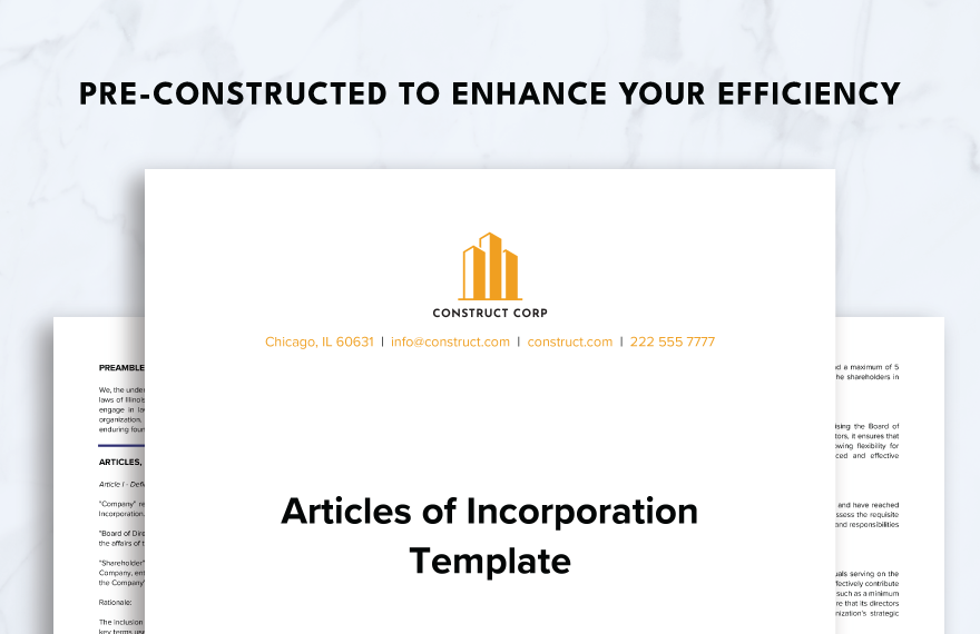 Construction Articles of Incorporation Template