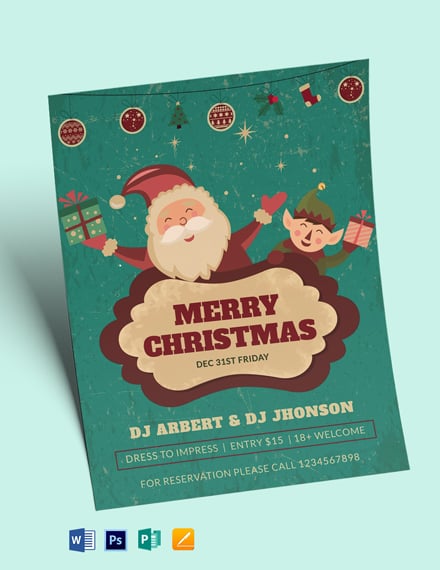 Mery Christmas Flyer Template - Word, Apple Pages, PSD, Publisher ...