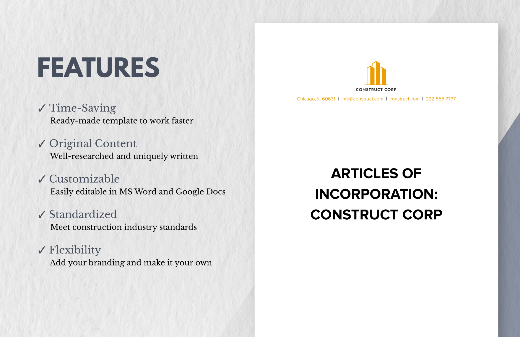 Construction Business Incorporation Template