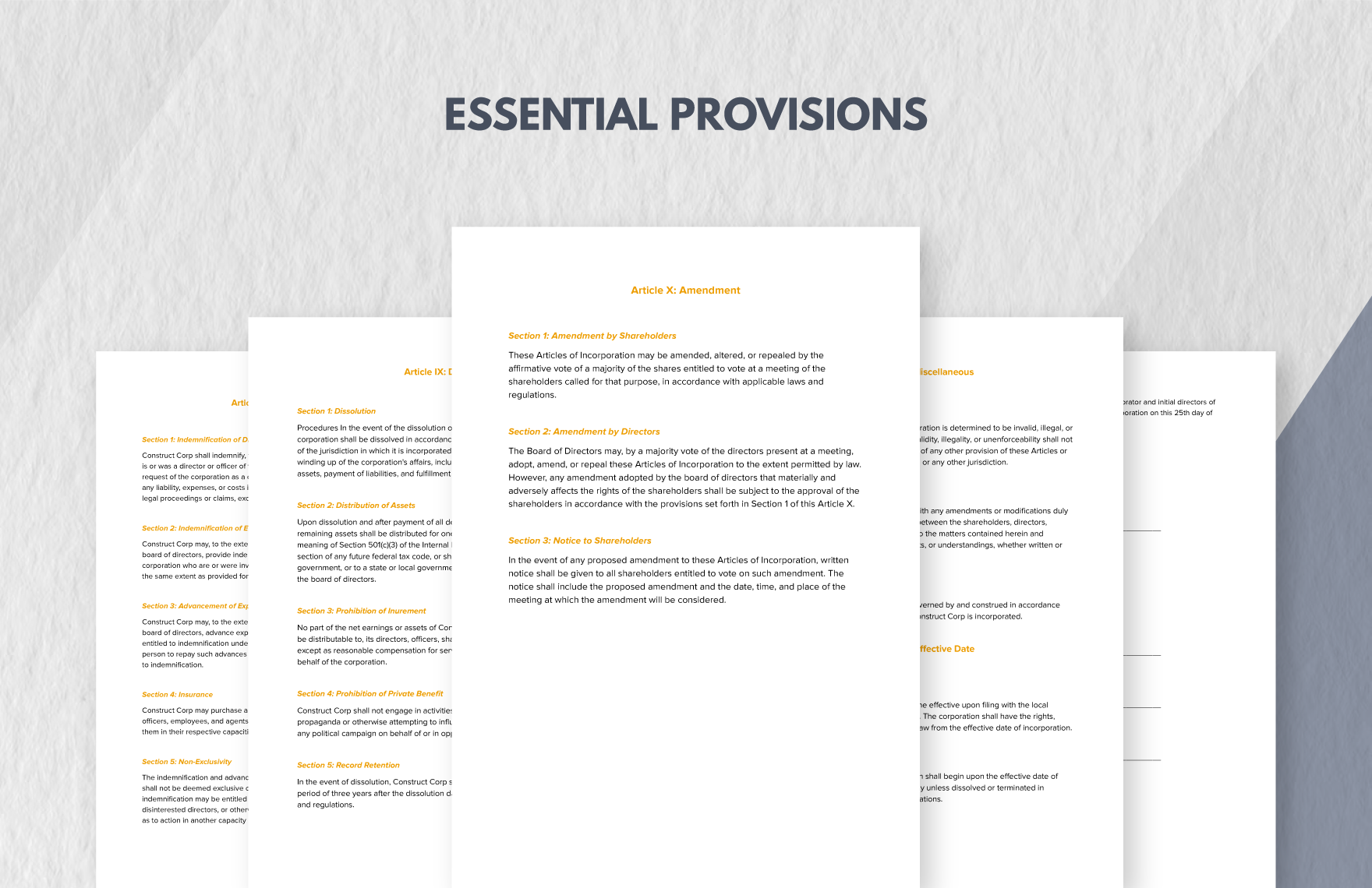 Construction Business Incorporation Template