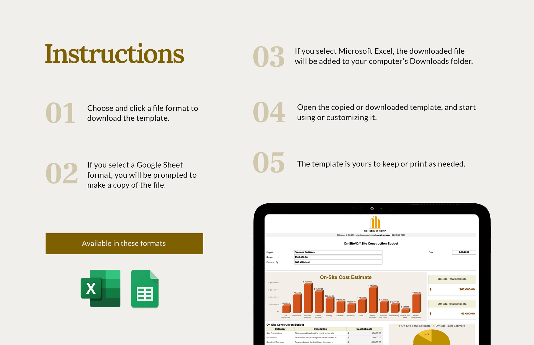 OnSiteOffSite Construction Budget