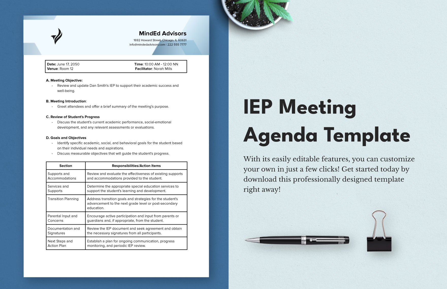 IEP Meeting Agenda Template