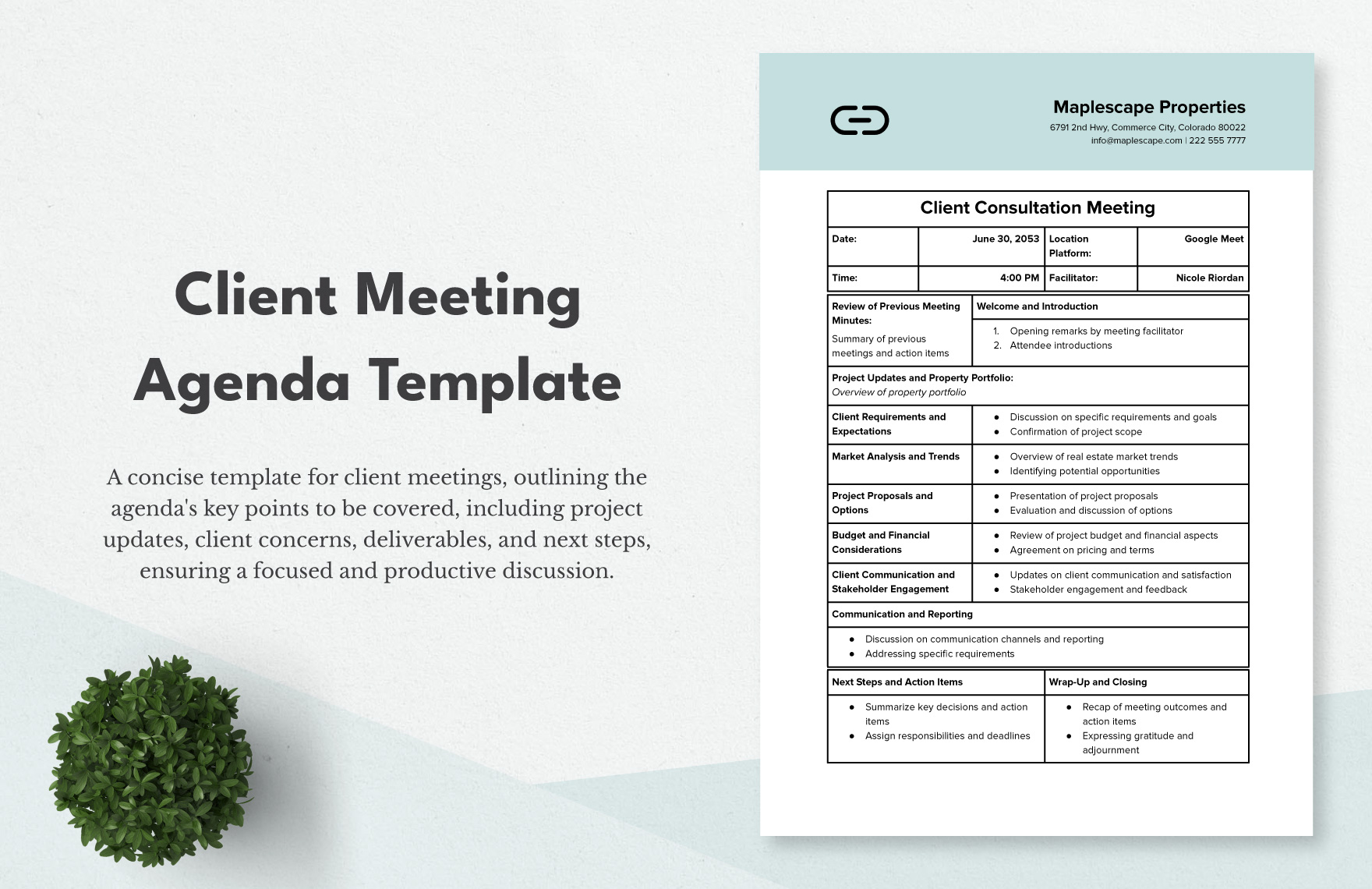 Client Meeting Agenda Template Download In Word Google Docs PDF 