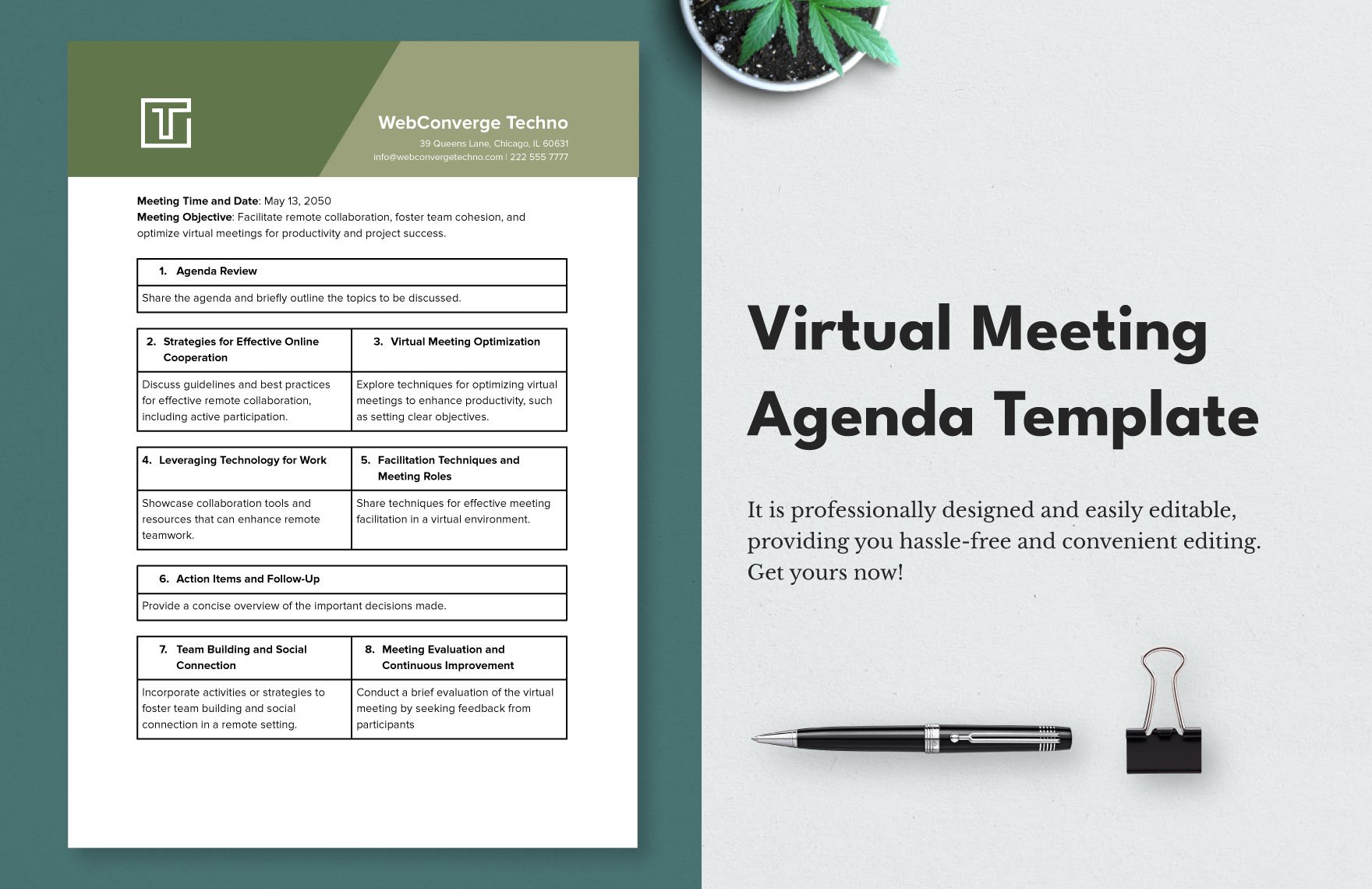 Virtual Meeting Agenda Template