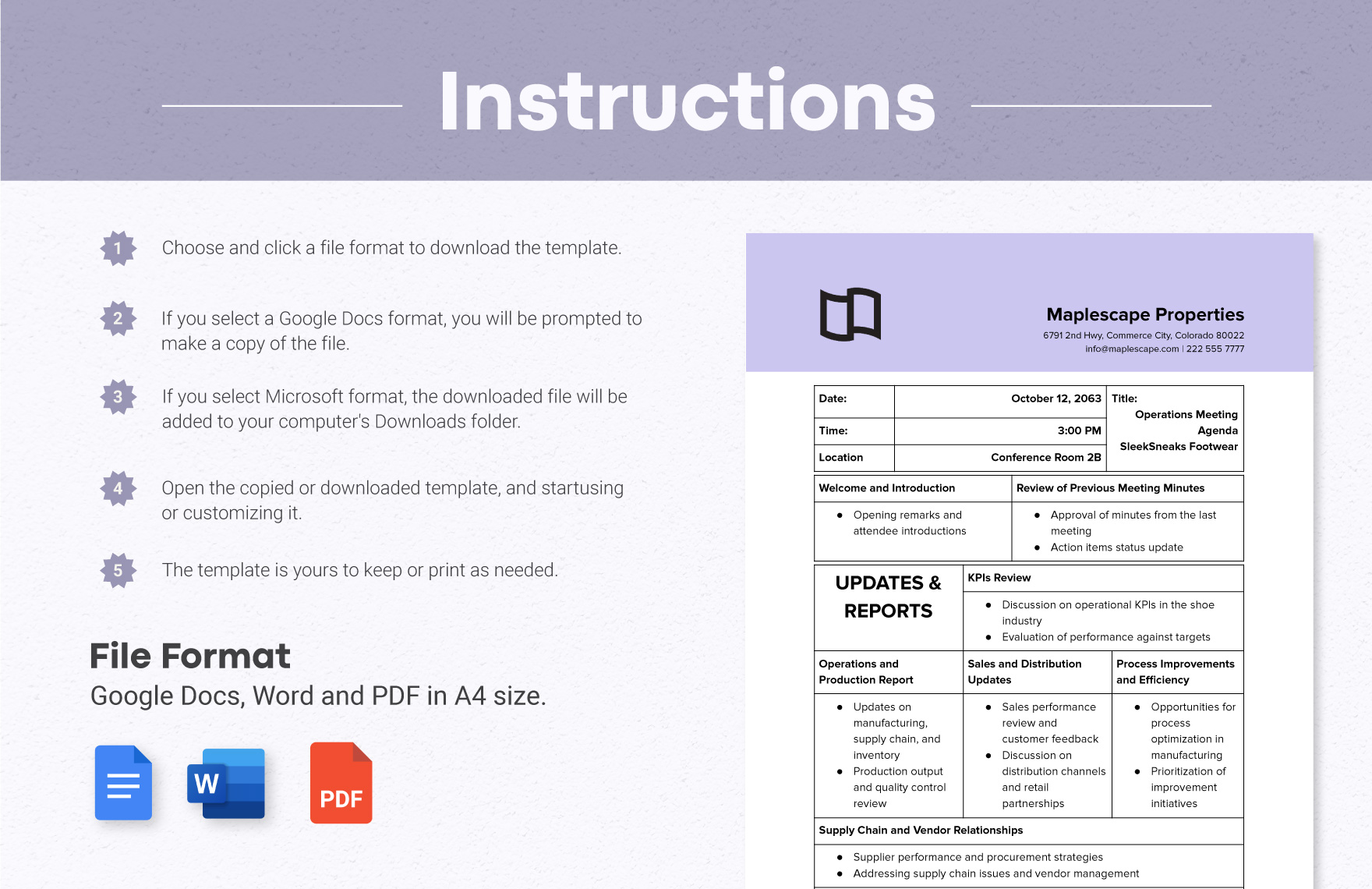 Operations Meeting Agenda Template in Word, PDF, Google Docs Download