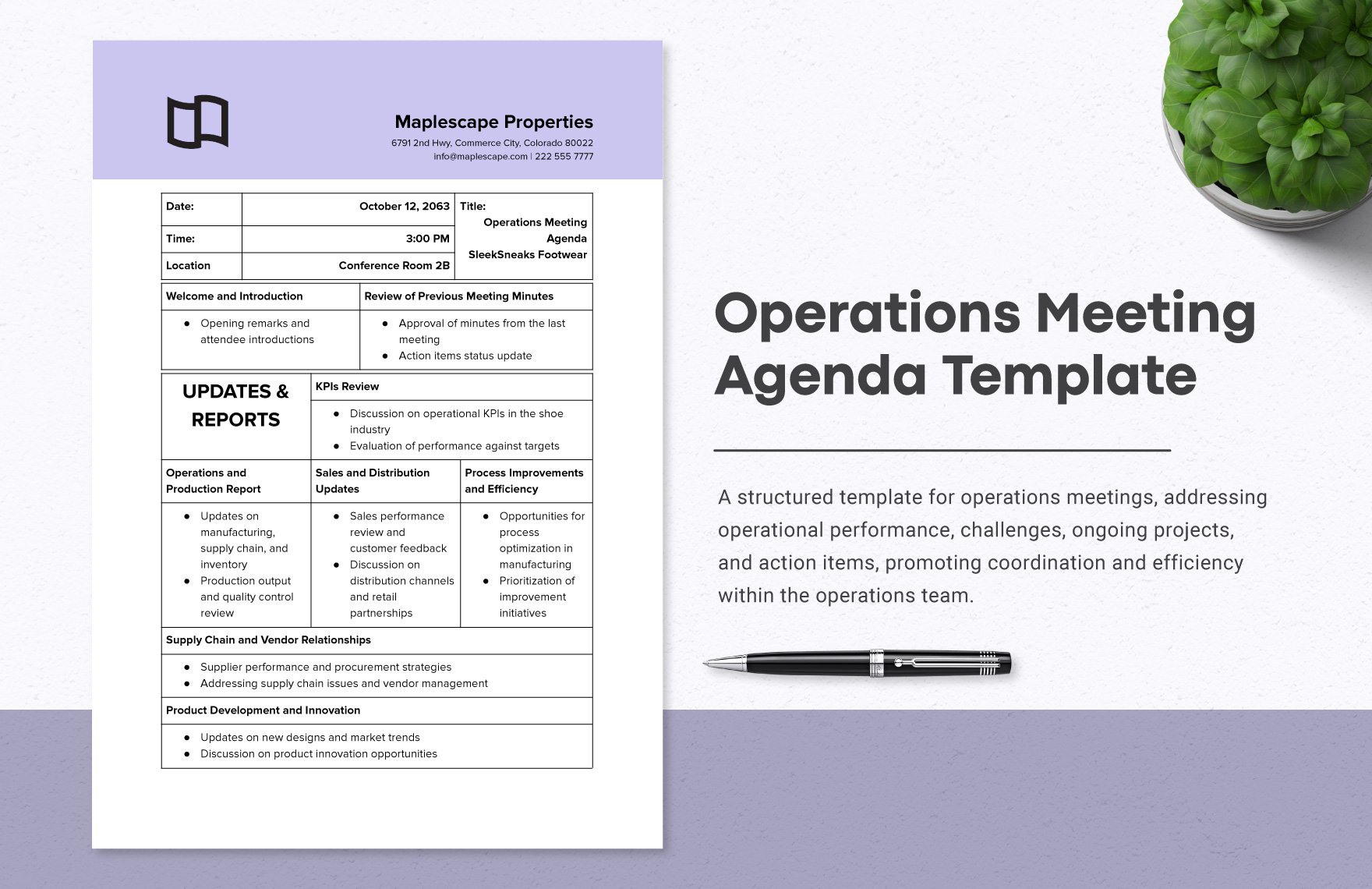 Operations Meeting Agenda Template Download In Word Google Docs PDF Template