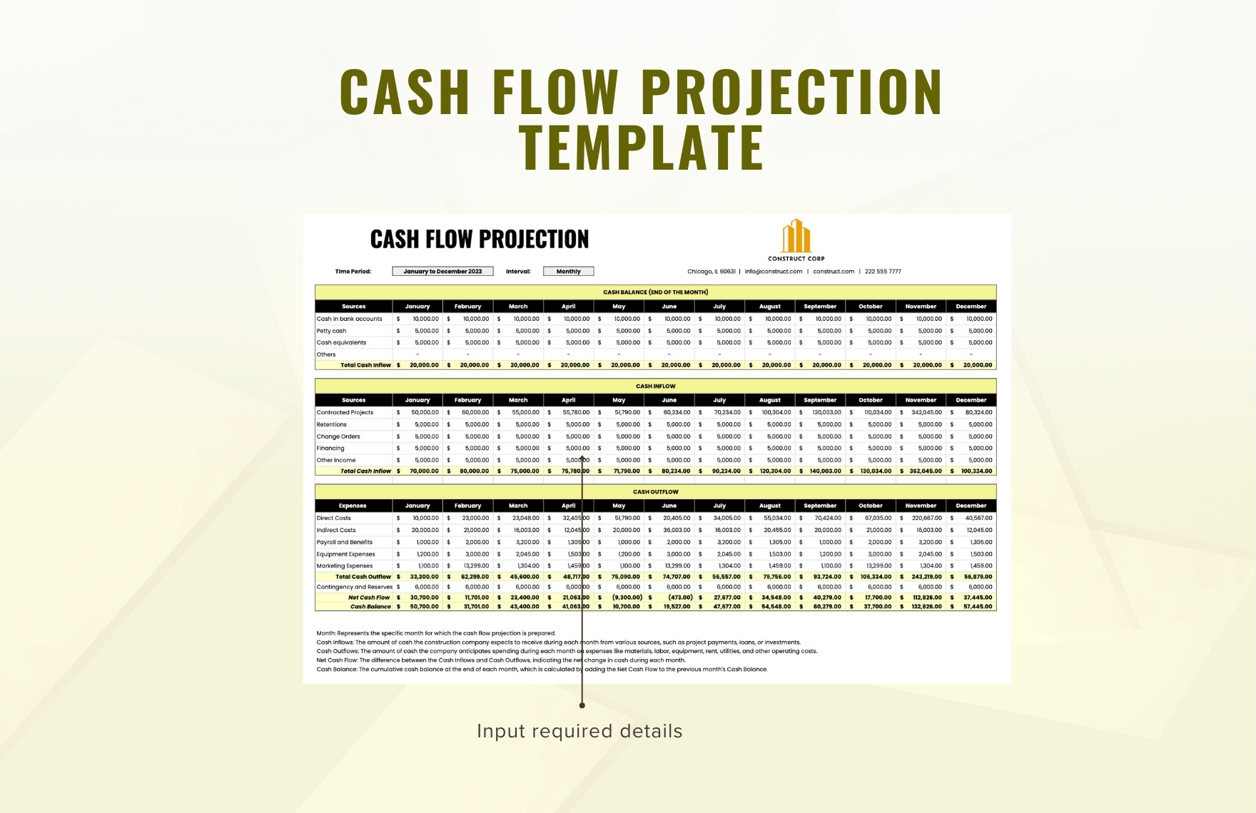 Cash Flow Projection Template