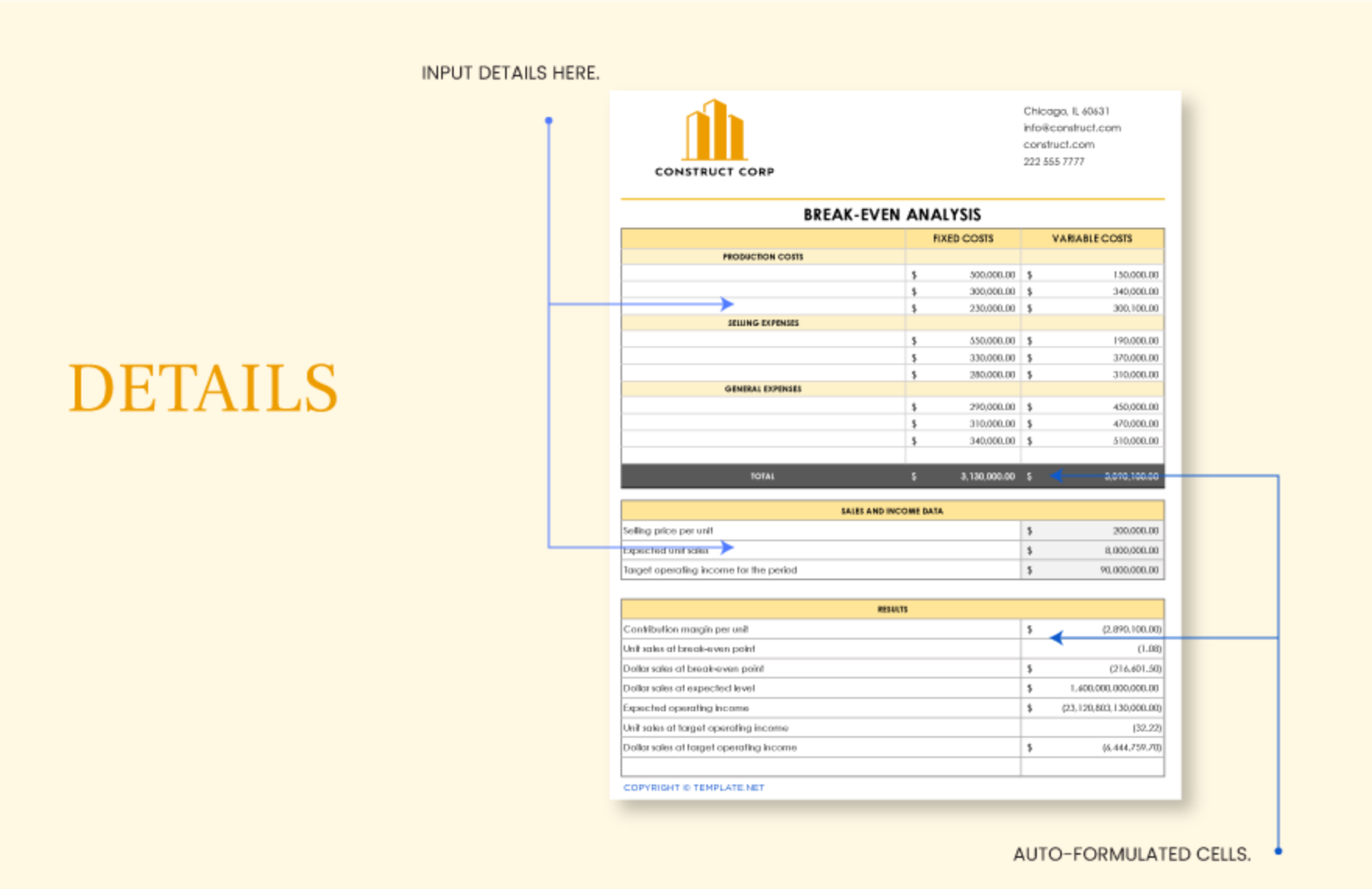 BreakEven Analysis Template