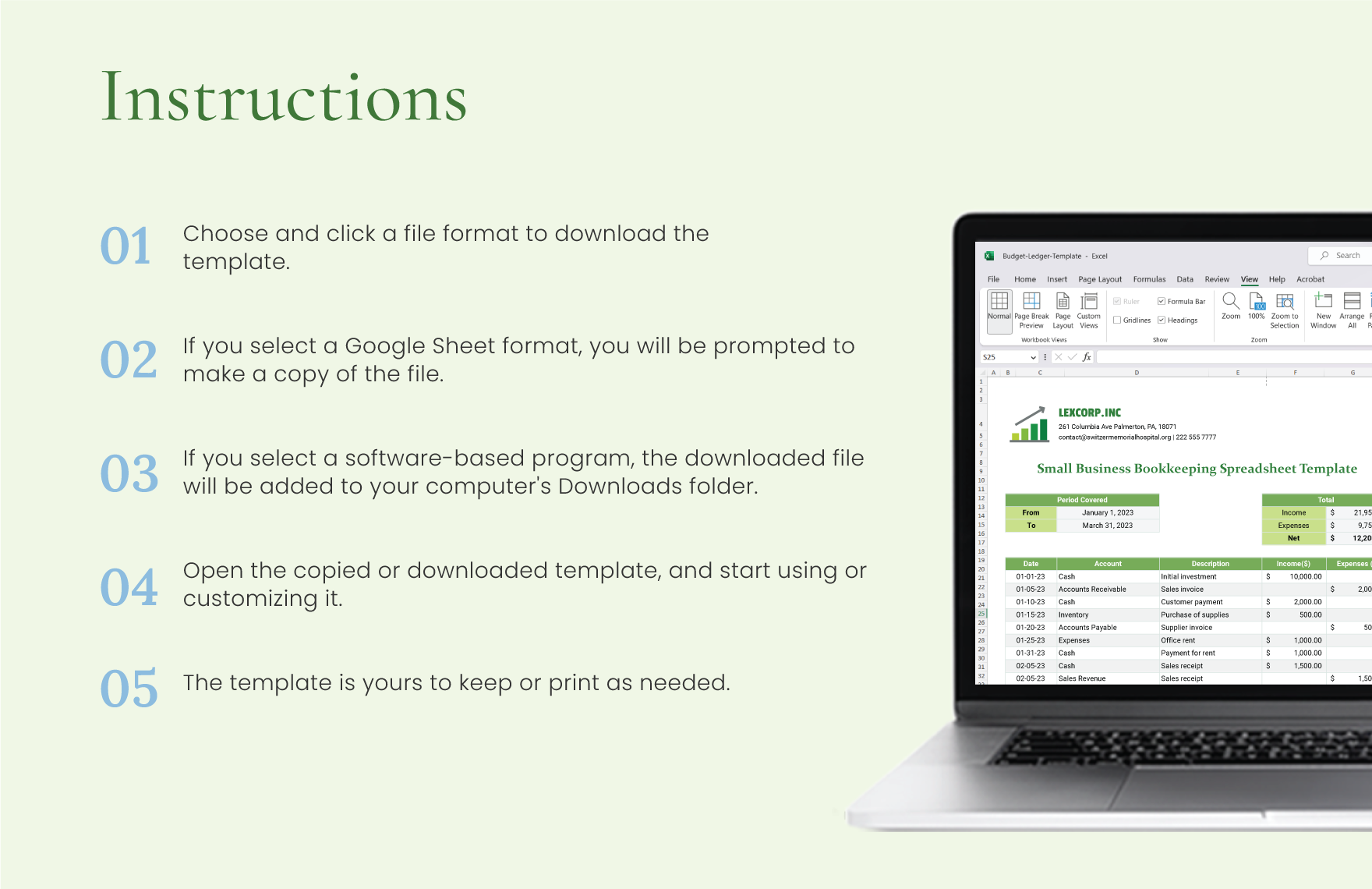 Small Business Bookkeeping Spreadsheet Template - Download in Excel ...