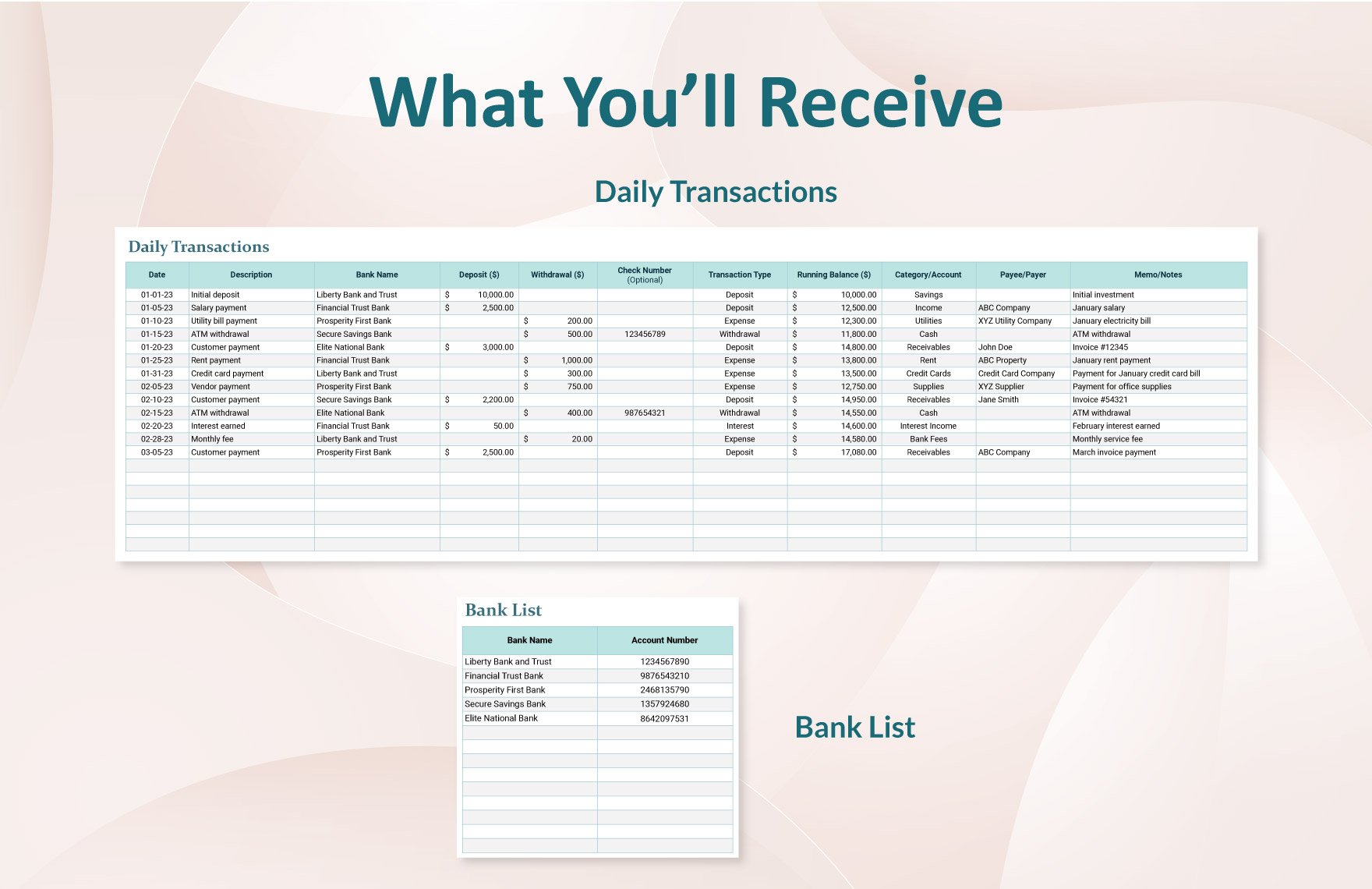 Bank Account Tracker Template