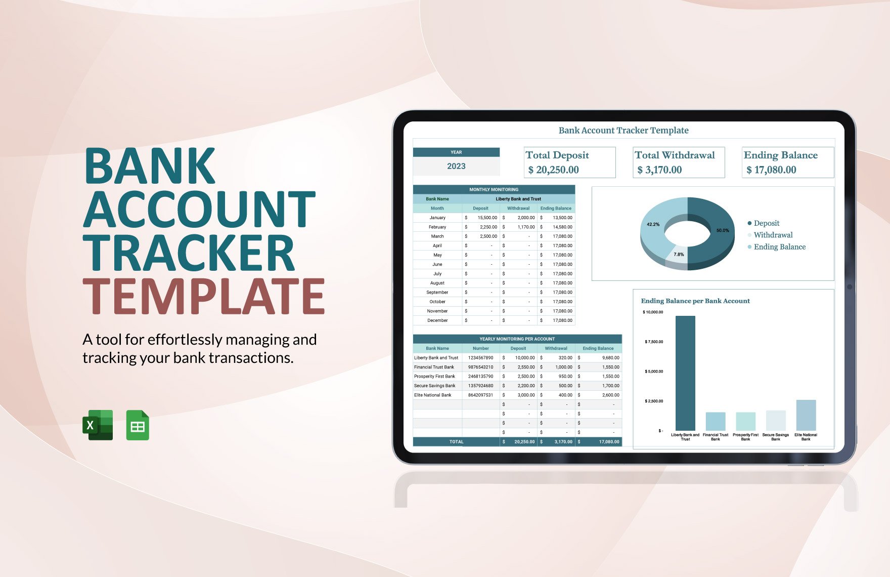 Bank Account Tracker Template in Excel, Google Sheets