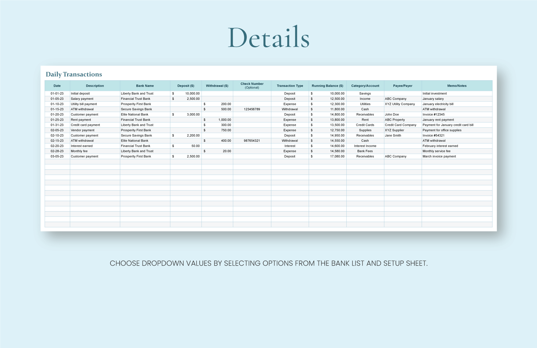 Bank Account Tracker Template