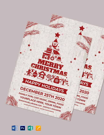 Free Retro Christmas Flyer Template - Word, Apple Pages, PSD, Publisher ...
