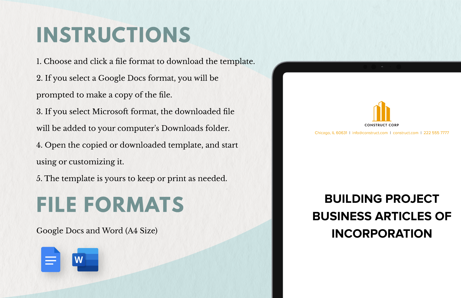 Building Project Business Incorporation Template