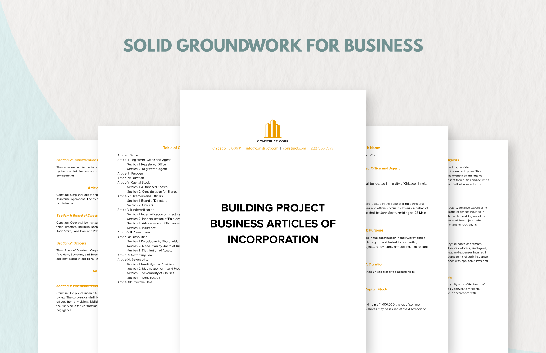 Building Project Business Incorporation Template