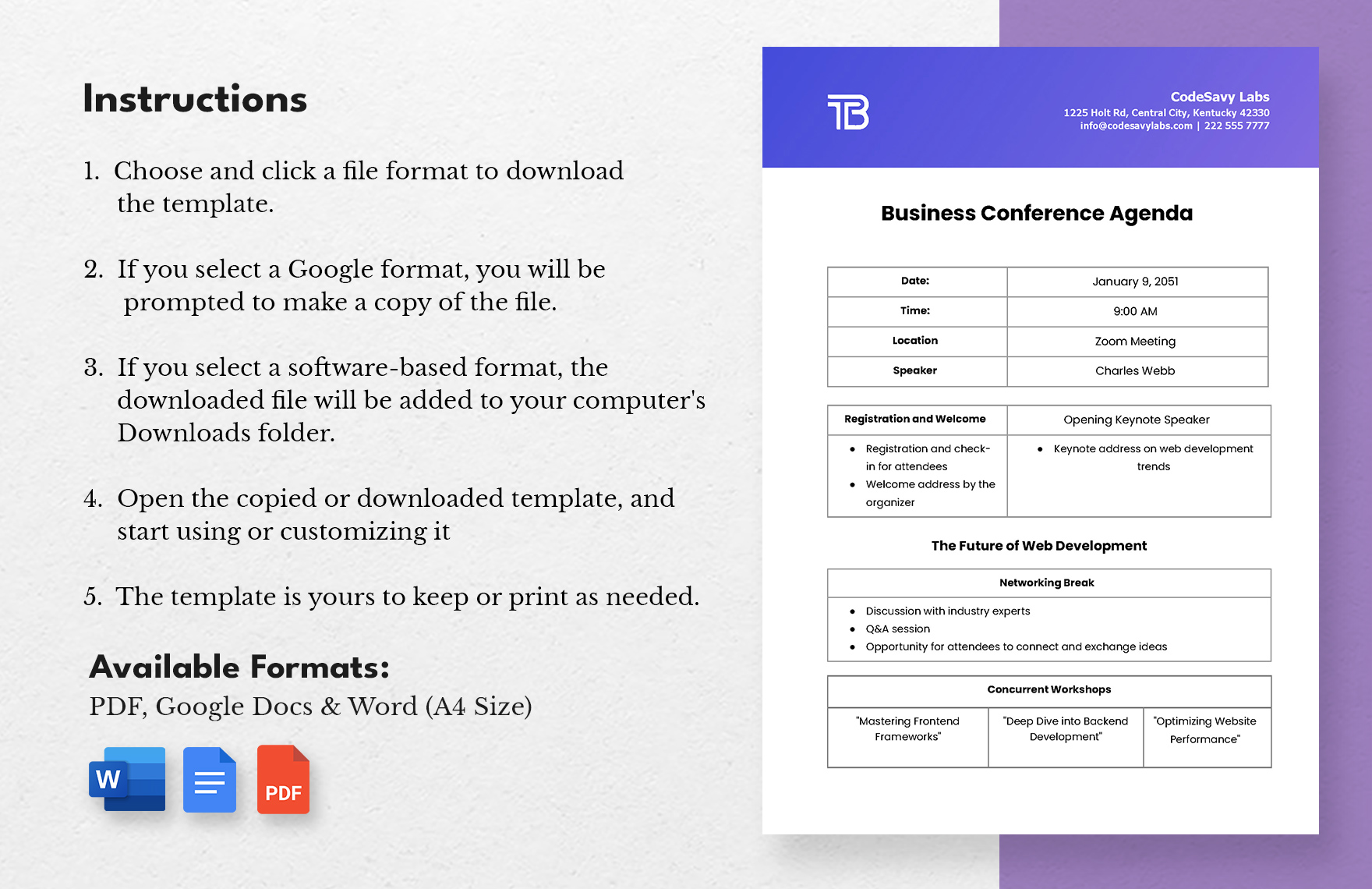 Business Conference Agenda Template