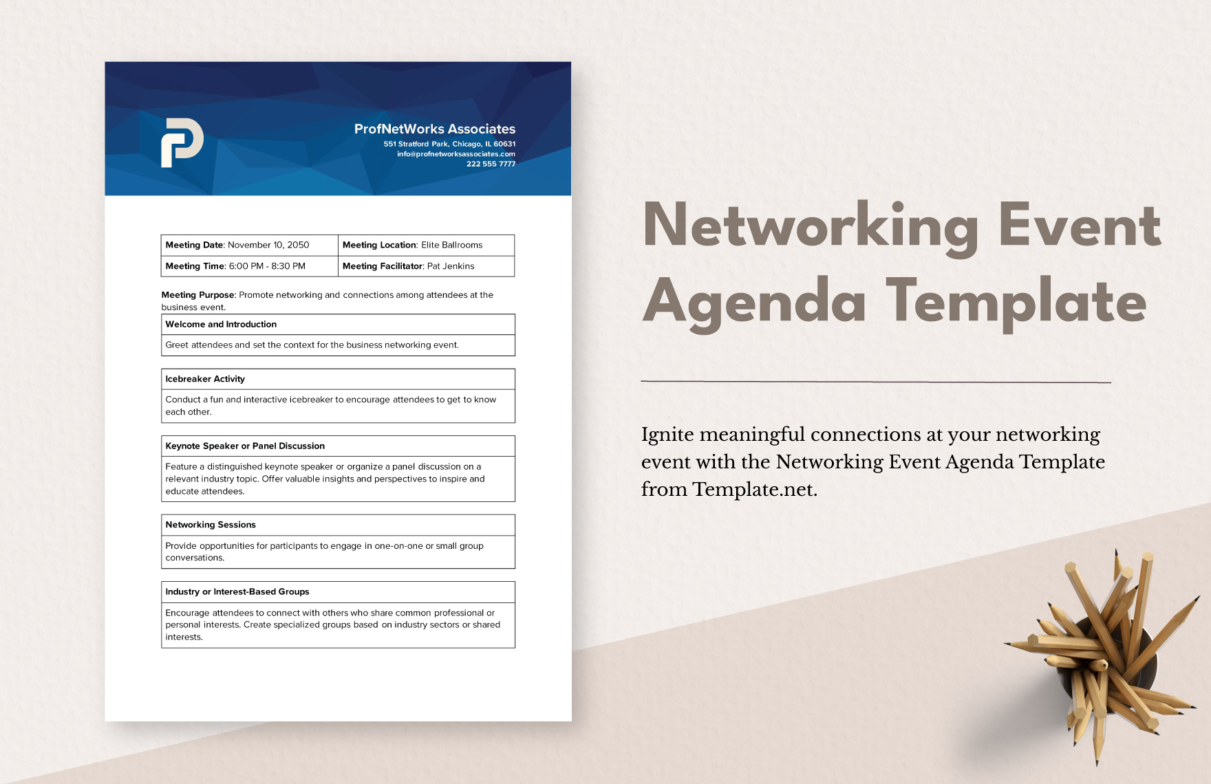 Networking Event Agenda Template in Word, Google Docs, PDF