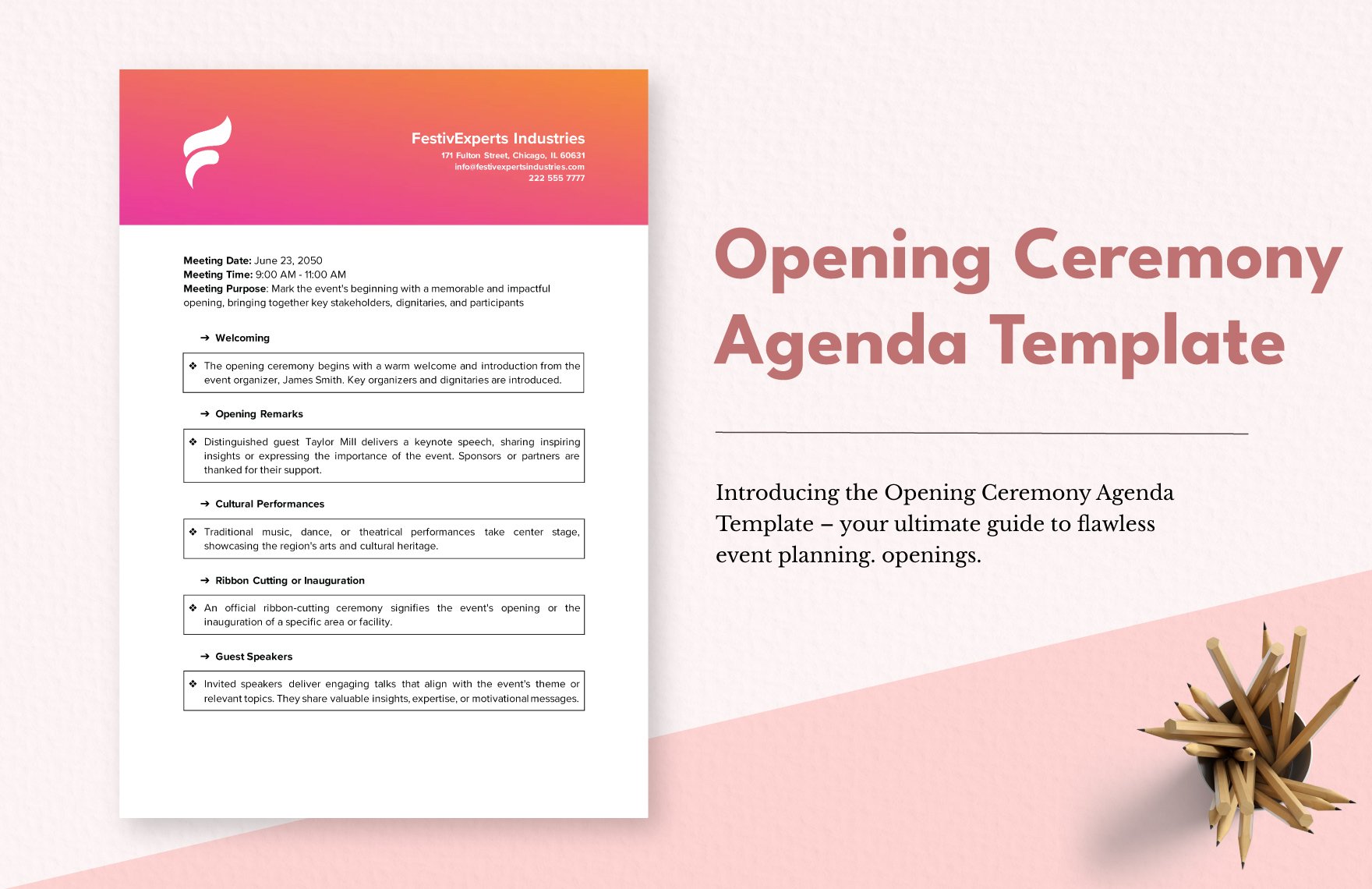 Opening Ceremony Agenda Template