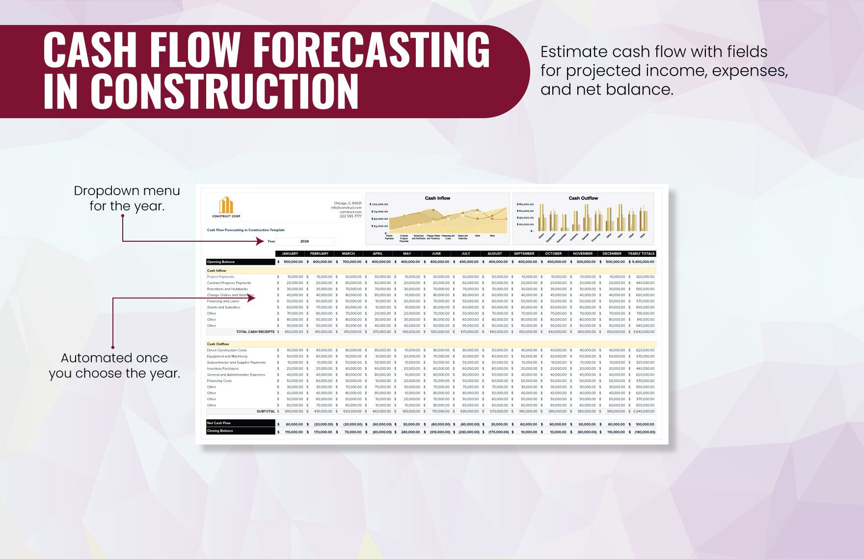 Cash Flow Forecasting in Construction Template
