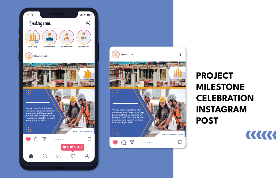 Free Project Milestone Celebration Instagram Post in PDF, Illustrator, PSD, SVG, PNG
