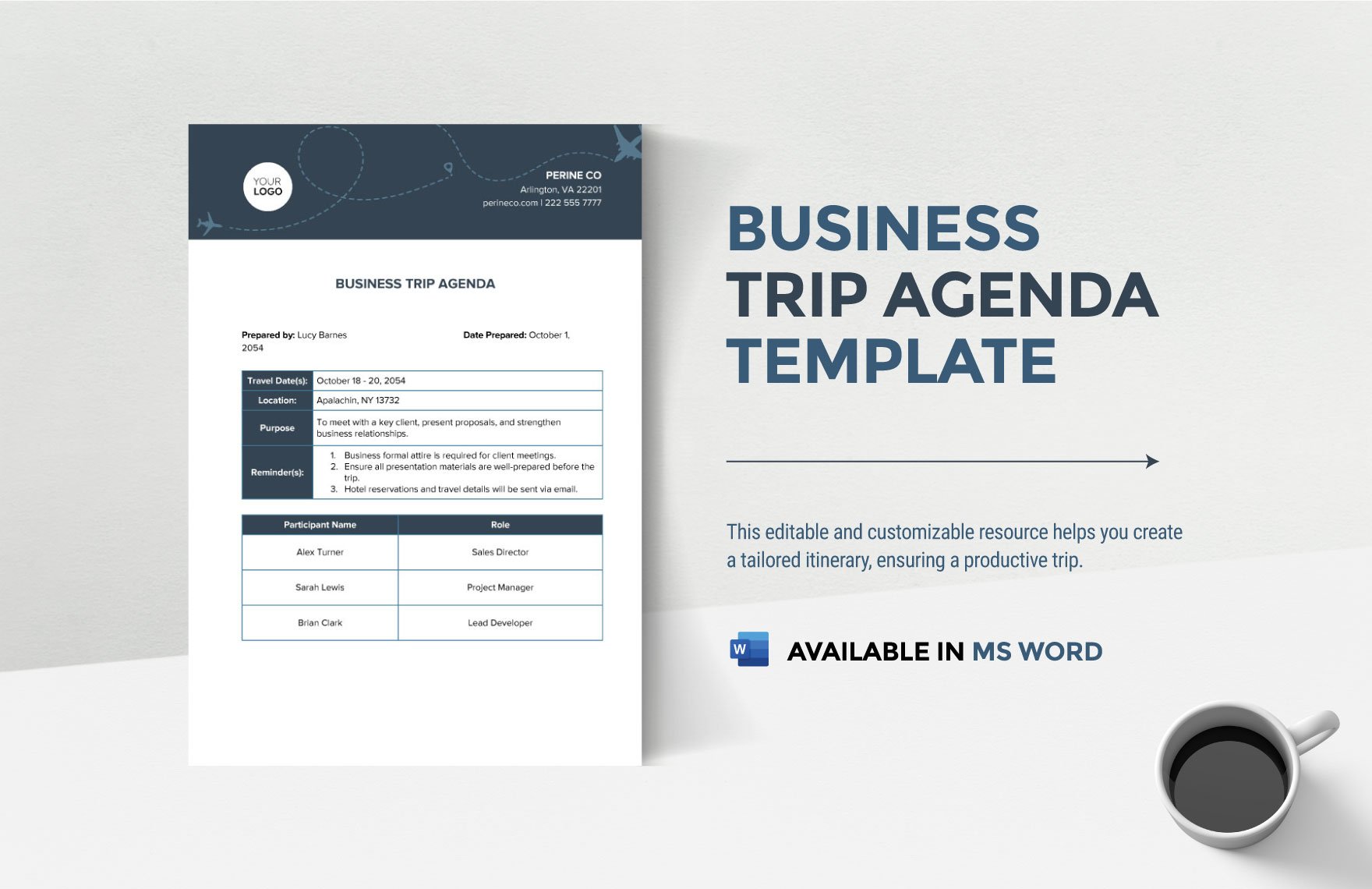 Business Trip Agenda Template in Word