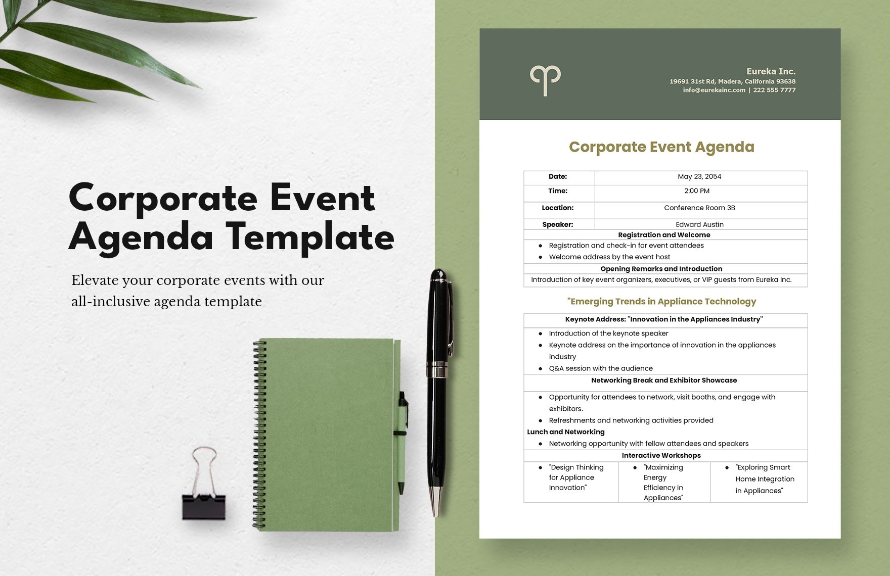 Corporate Event Agenda Template