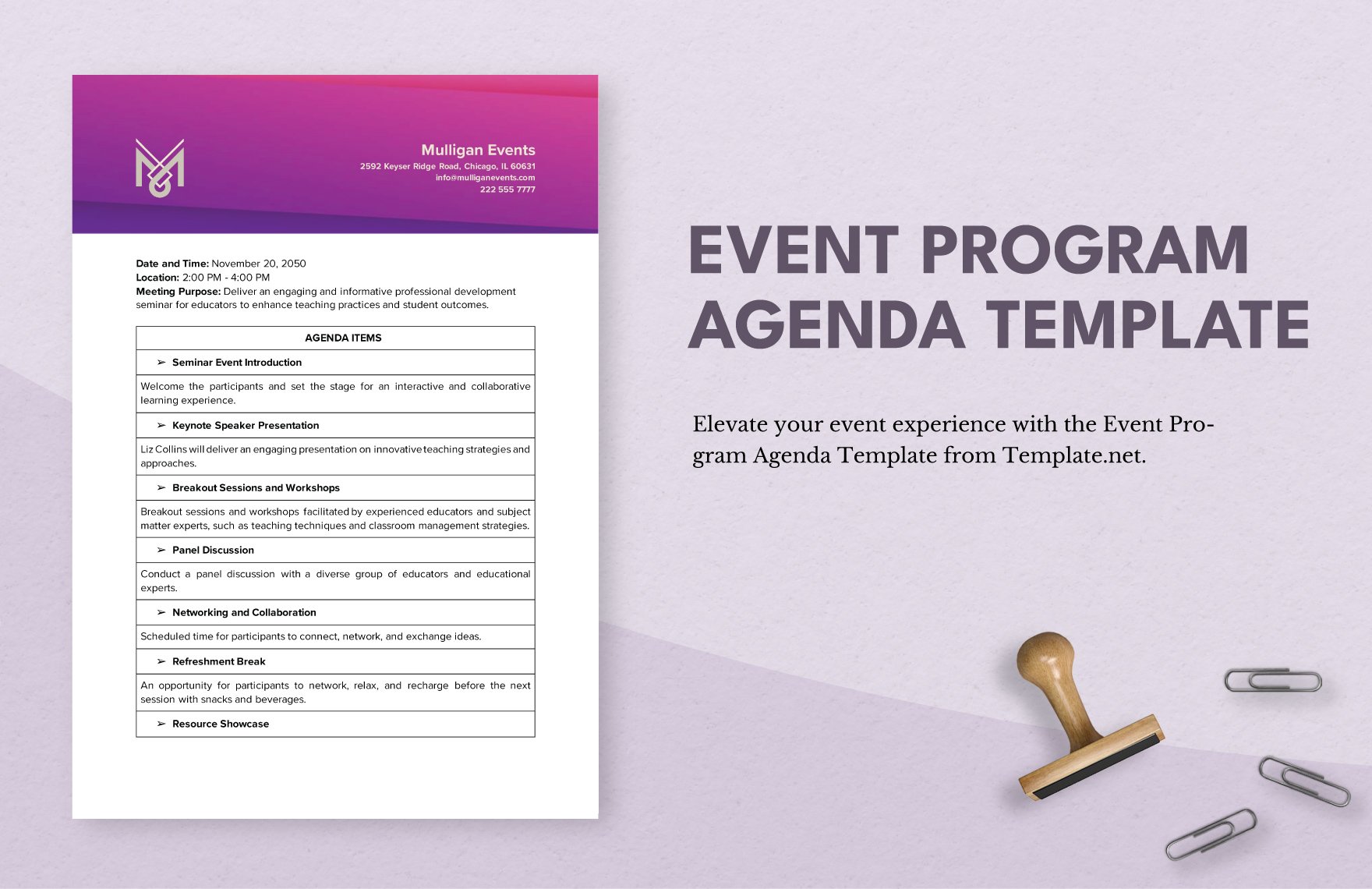 Event Program Agenda Template