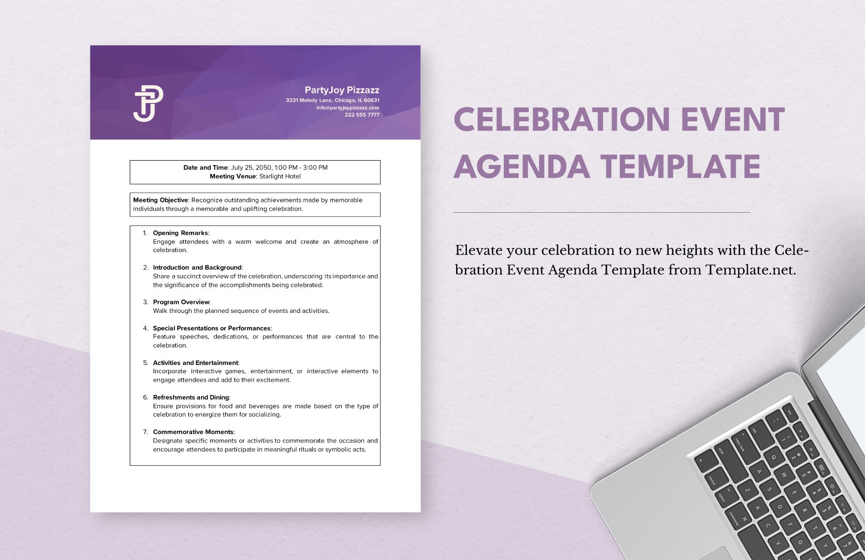 Celebration Event Agenda Template