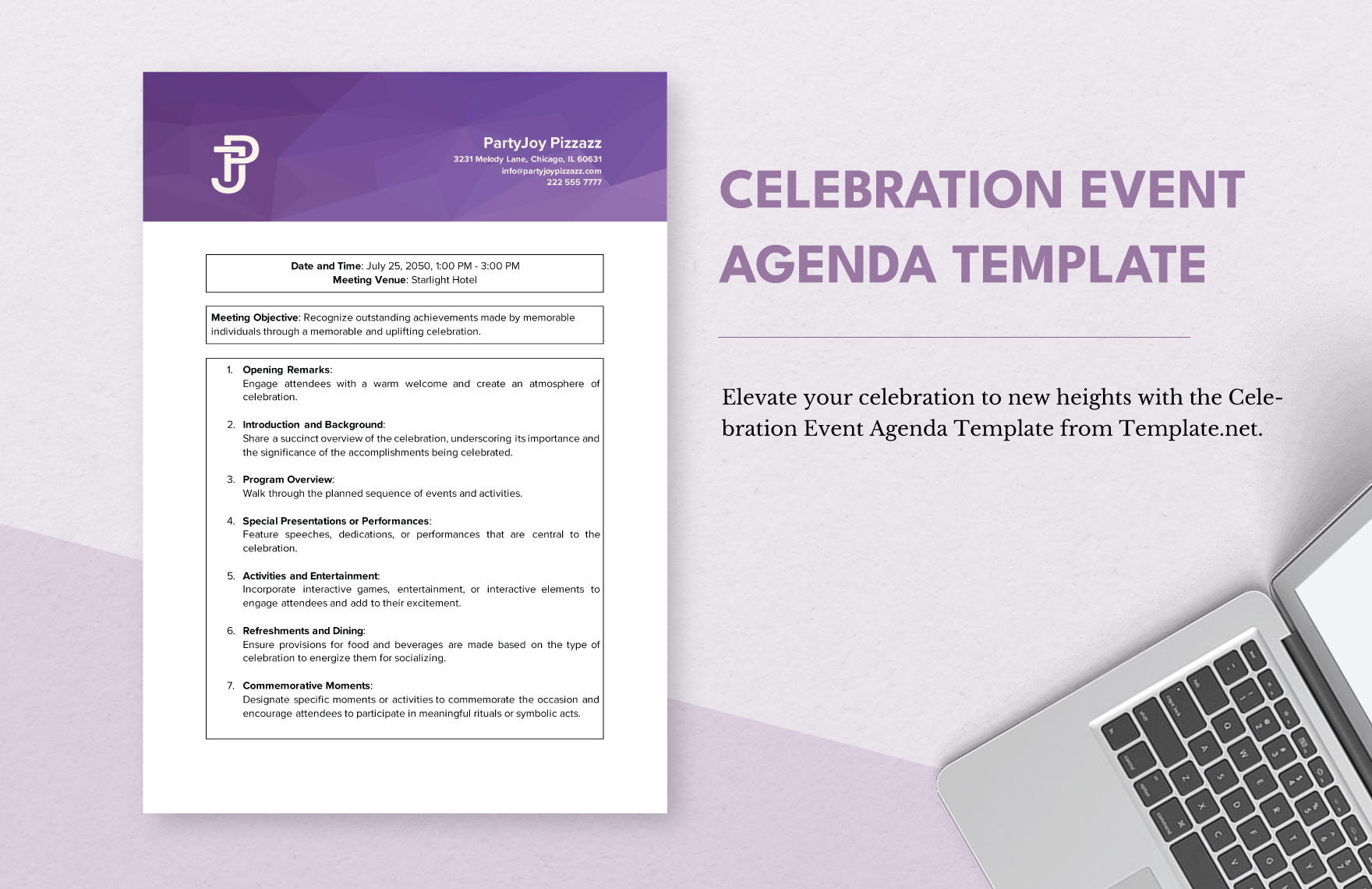 Dinner Event Agenda Template In Word PDF Google Docs Download